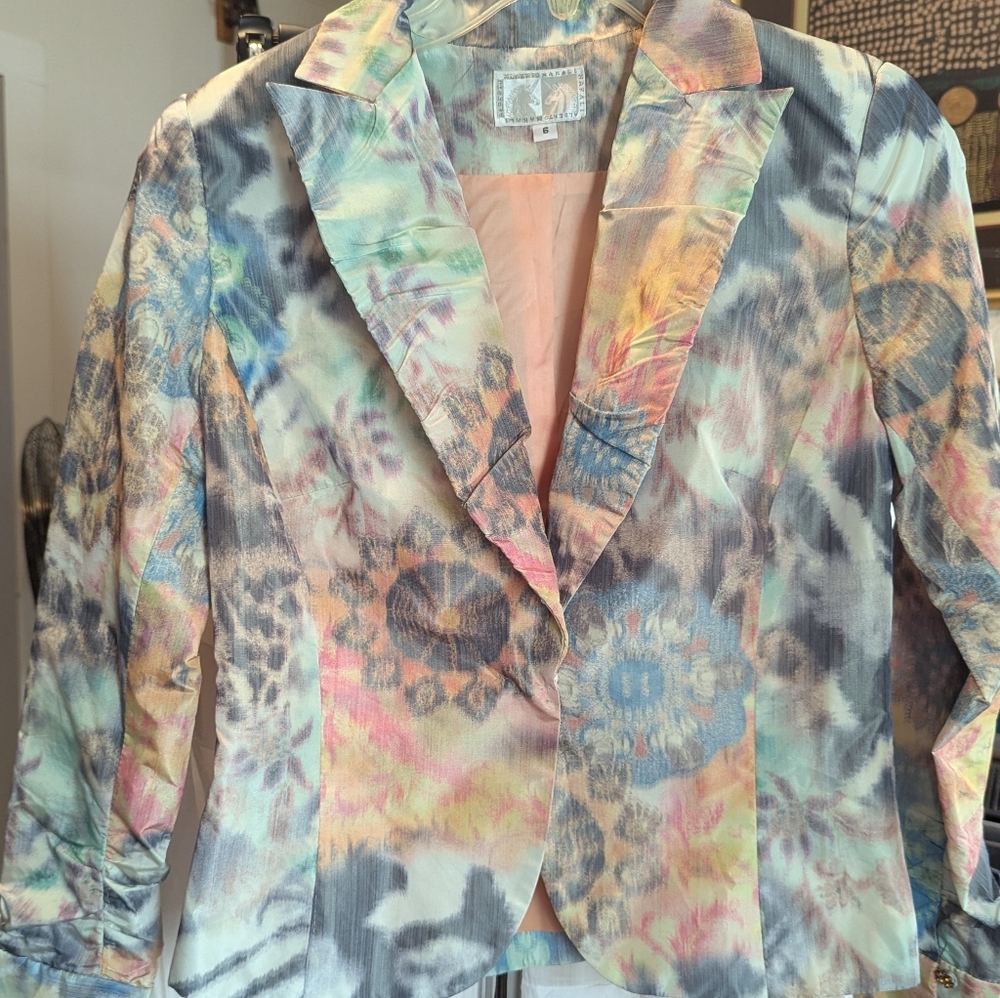 Vintage Alberto Makali Pastel Multi-Color Tie-Dye Blazer